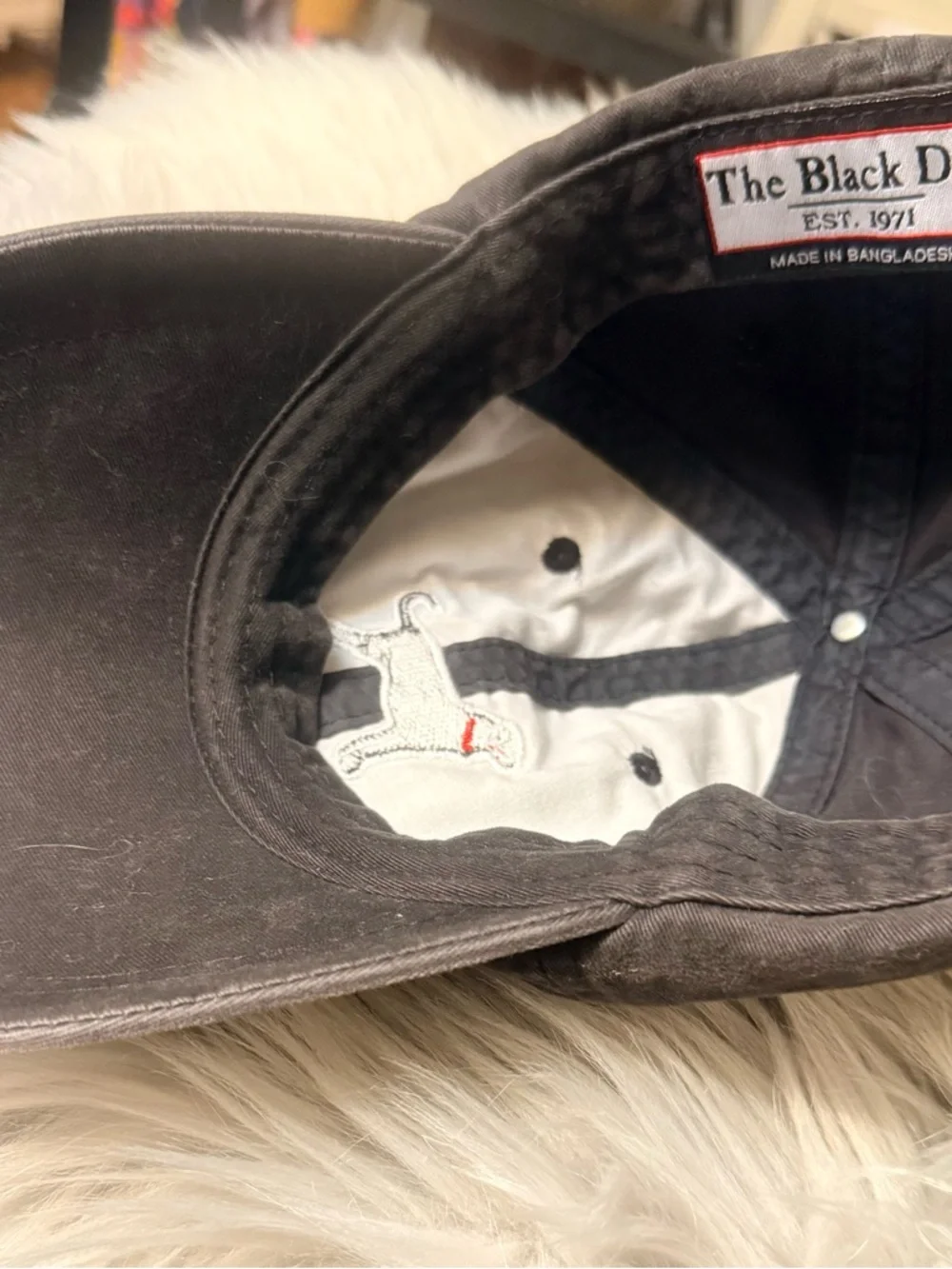 The Black Dog Black Baseball Cap with White Dog Embroidery and Red Collar - Picture 5 of 6